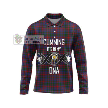 Cumming Tartan Long Sleeve Polo Shirt with Family Crest DNA In Me Style