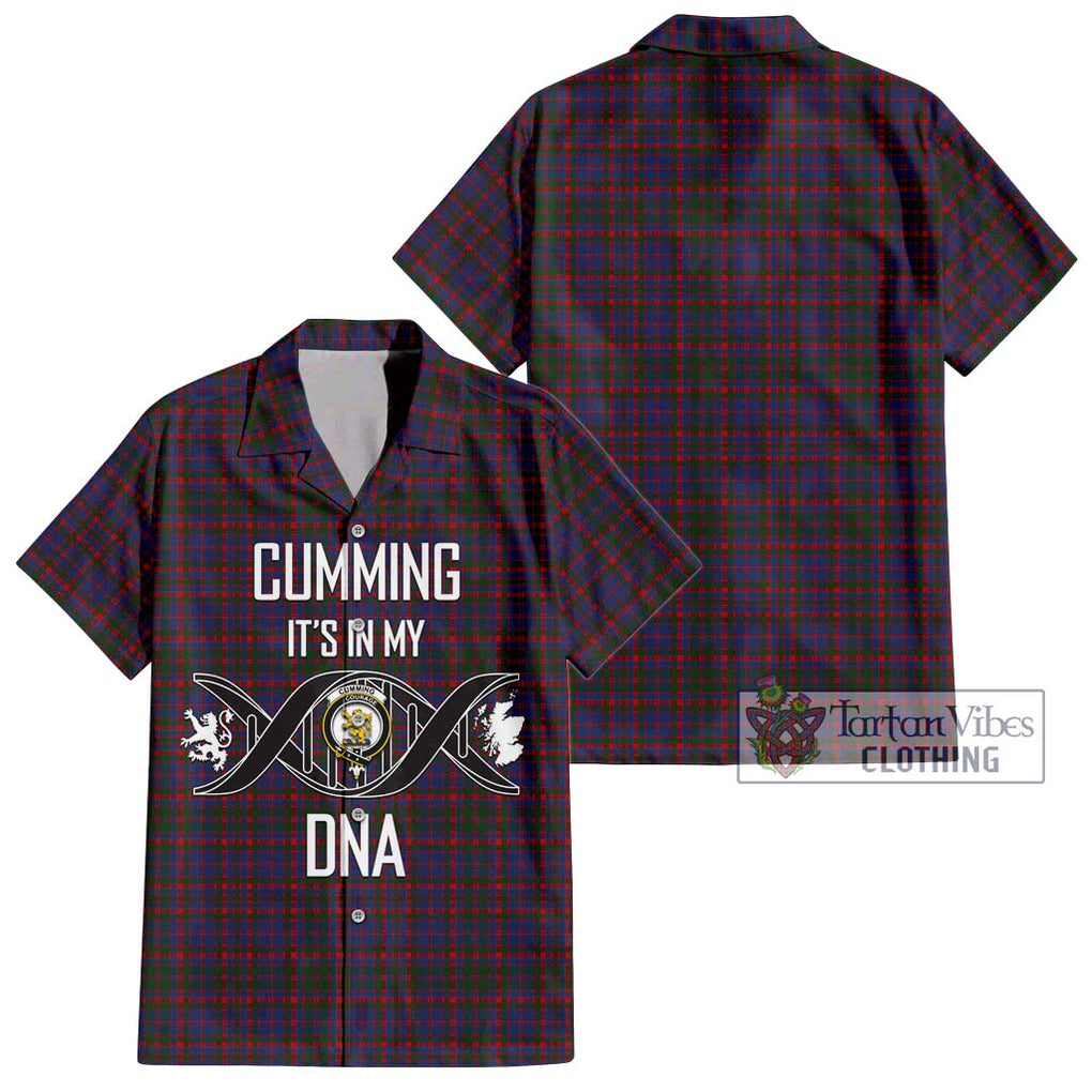 Cumming Tartan Short Sleeve Button Shirt with Family Crest DNA In Me Style Kid - Tartanvibesclothing Shop