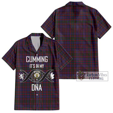 Cumming Tartan Short Sleeve Button Shirt with Family Crest DNA In Me Style