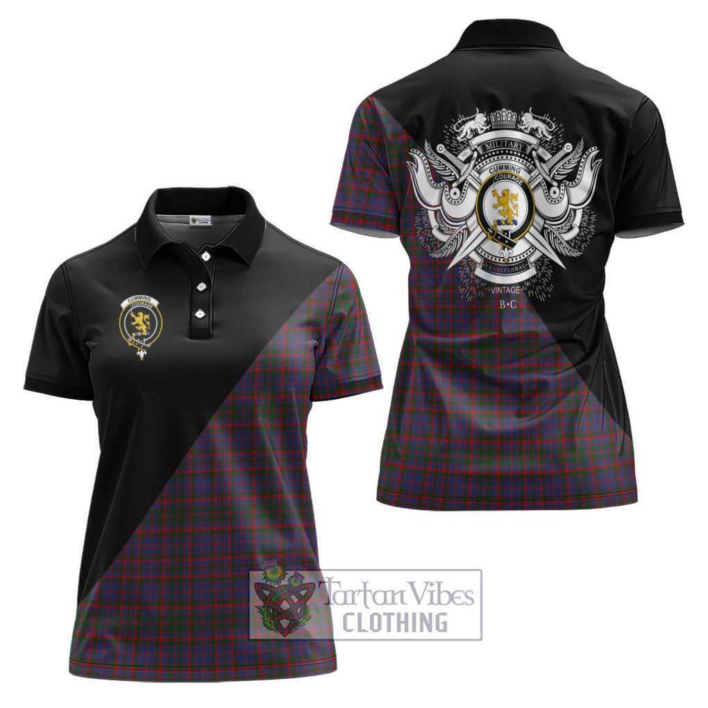 Cumming Tartan Women's Polo Shirt with Family Crest and Military Logo Style Women - Tartanvibesclothing Shop