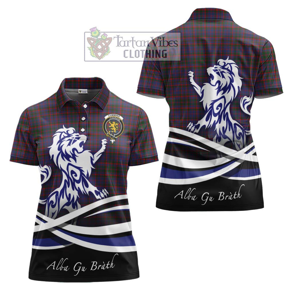 Cumming Tartan Women's Polo Shirt with Alba Gu Brath Regal Lion Emblem Women - Tartanvibesclothing Shop