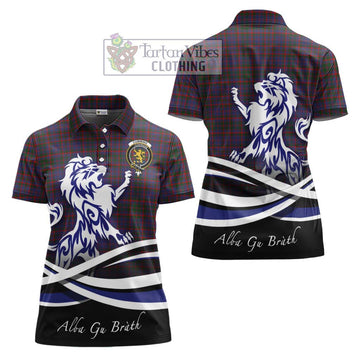 Cumming Tartan Women's Polo Shirt with Alba Gu Brath Regal Lion Emblem