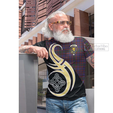 Cumming Tartan Cotton T-shirt with Family Crest and Celtic Symbol Style