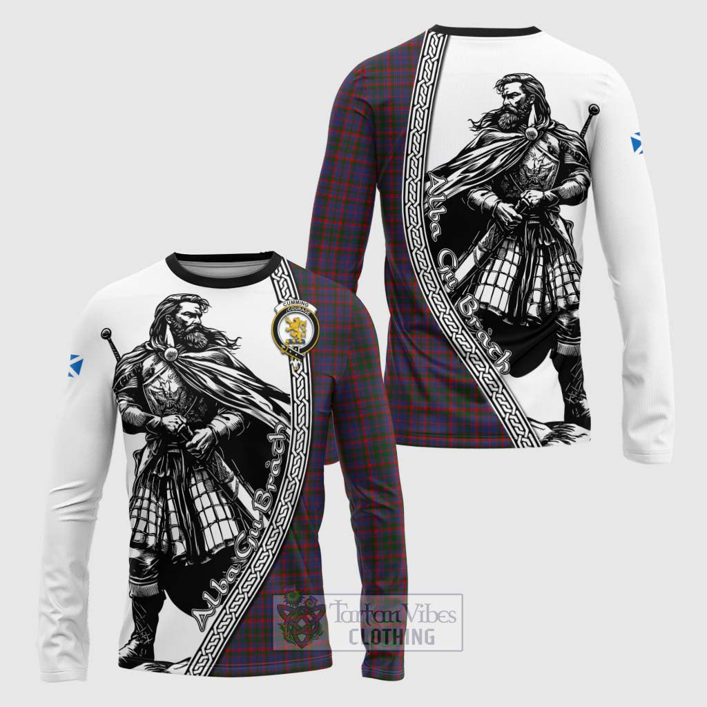 Tartan Vibes Clothing Cumming Tartan Clan Crest Long Sleeve T-Shirt with Highlander Warrior Celtic Style