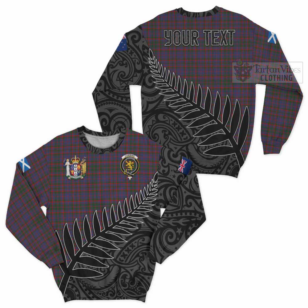 Tartan Vibes Clothing Cumming Crest Tartan Sweatshirt with New Zealand Silver Fern Half Style