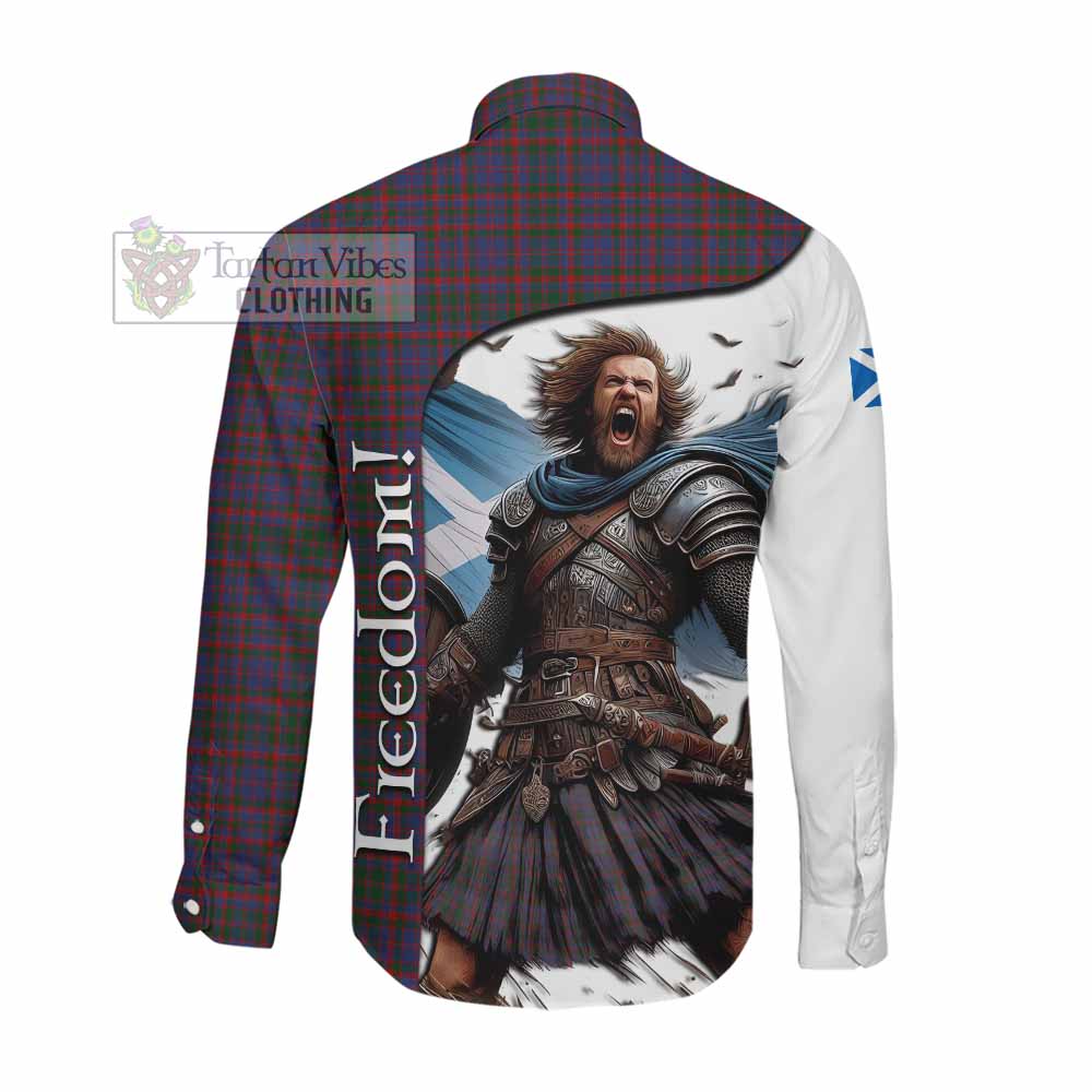 Tartan Vibes Clothing Cumming Crest Tartan Long Sleeve Button Shirt Inspired by the Freedom of Scottish Warrior