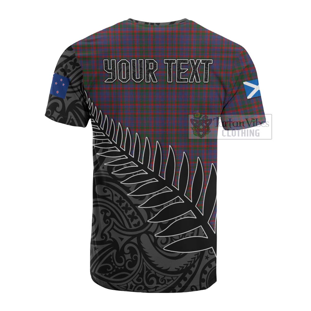 Tartan Vibes Clothing Cumming Crest Tartan Cotton T-shirt with New Zealand Silver Fern Half Style