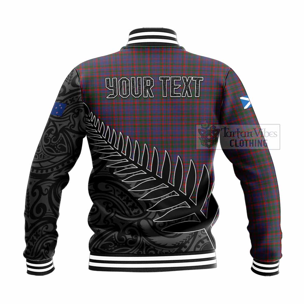 Tartan Vibes Clothing Cumming Crest Tartan Baseball Jacket with New Zealand Silver Fern Half Style