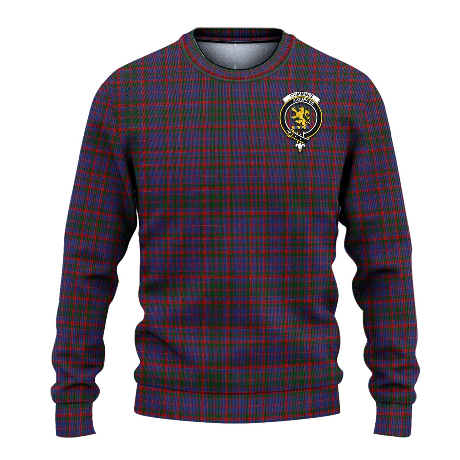 Cumming Tartan Knitted Sweater with Family Crest - Tartanvibesclothing