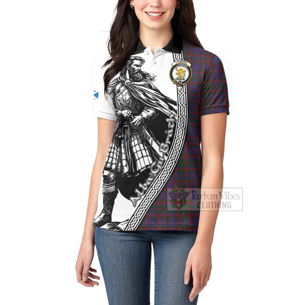 Tartan Vibes Clothing Cumming Tartan Clan Crest Women's Polo Shirt with Highlander Warrior Celtic Style