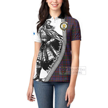 Cumming Tartan Clan Crest Women's Polo Shirt with Highlander Warrior Celtic Style