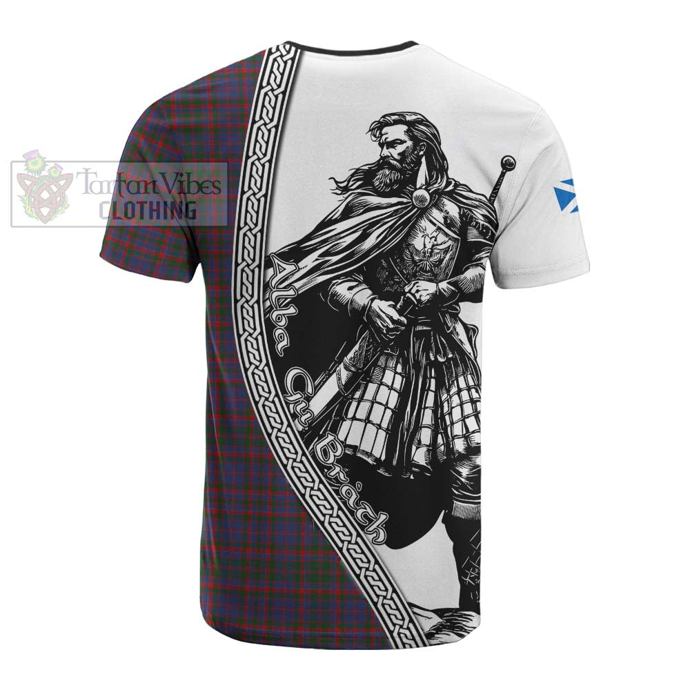 Cumming Tartan Clan Crest Cotton T-shirt with Highlander Warrior Celtic Style