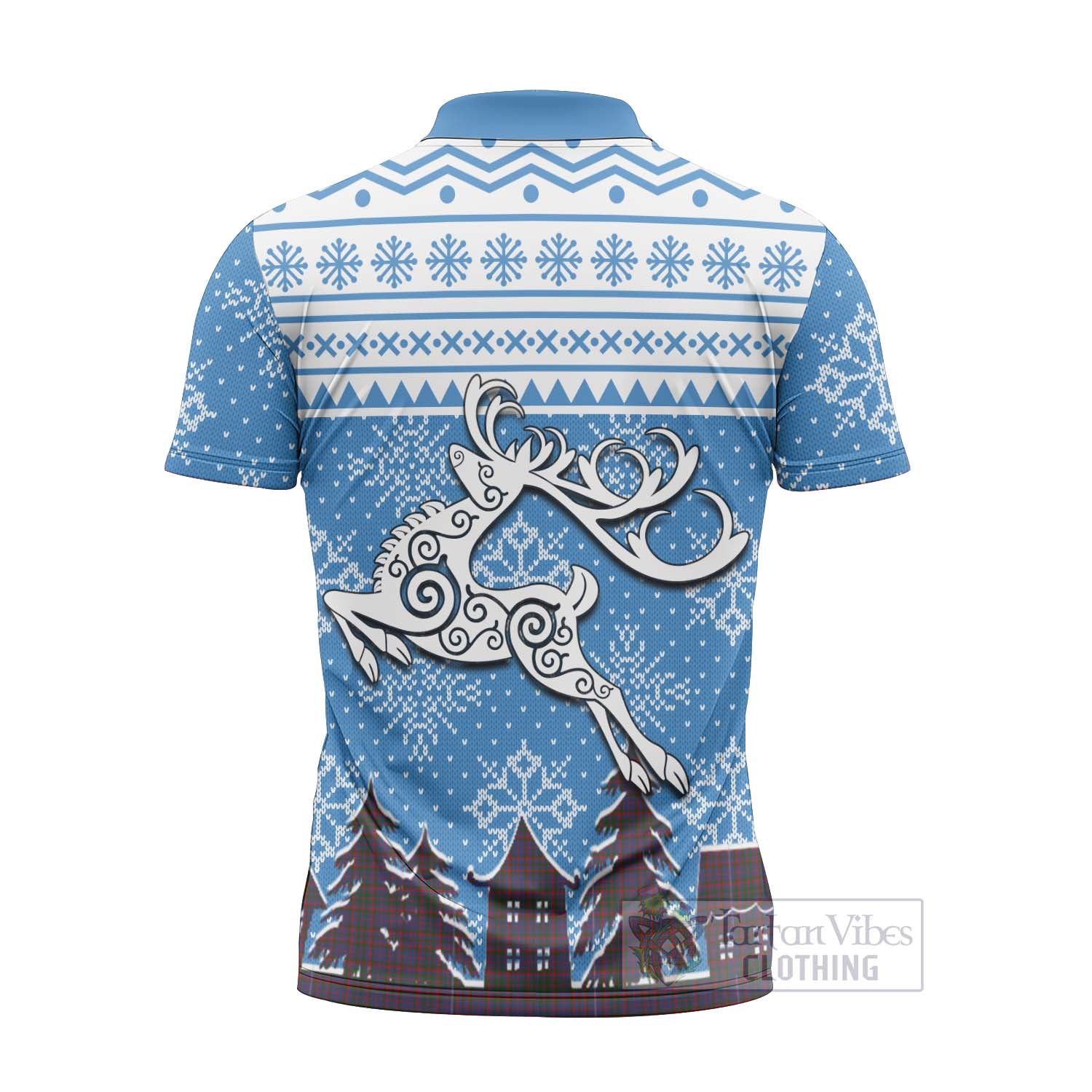 Tartan Vibes Clothing Cumming Clan Christmas Zipper Polo Shirt Celtic Reindeer Style