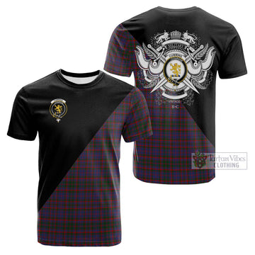 Cumming Tartan Cotton T-shirt with Family Crest and Military Logo Style