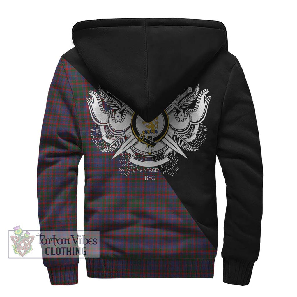 Cumming Tartan Sherpa Hoodie with Family Crest and Military Logo Style - Tartanvibesclothing Shop