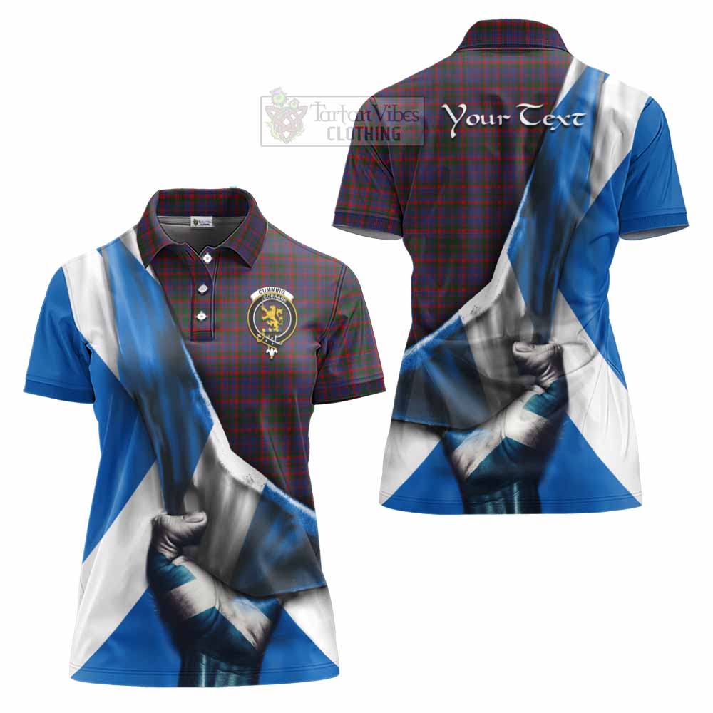 Tartan Vibes Clothing Cumming Tartan Women's Polo Shirt with Family Crest Scotland Patriotic Style