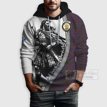 Cumming Tartan Clan Crest Hoodie with Highlander Warrior Celtic Style