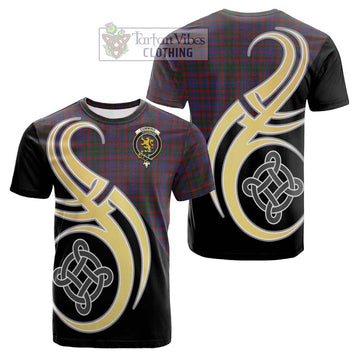 Cumming Tartan Cotton T-shirt with Family Crest and Celtic Symbol Style