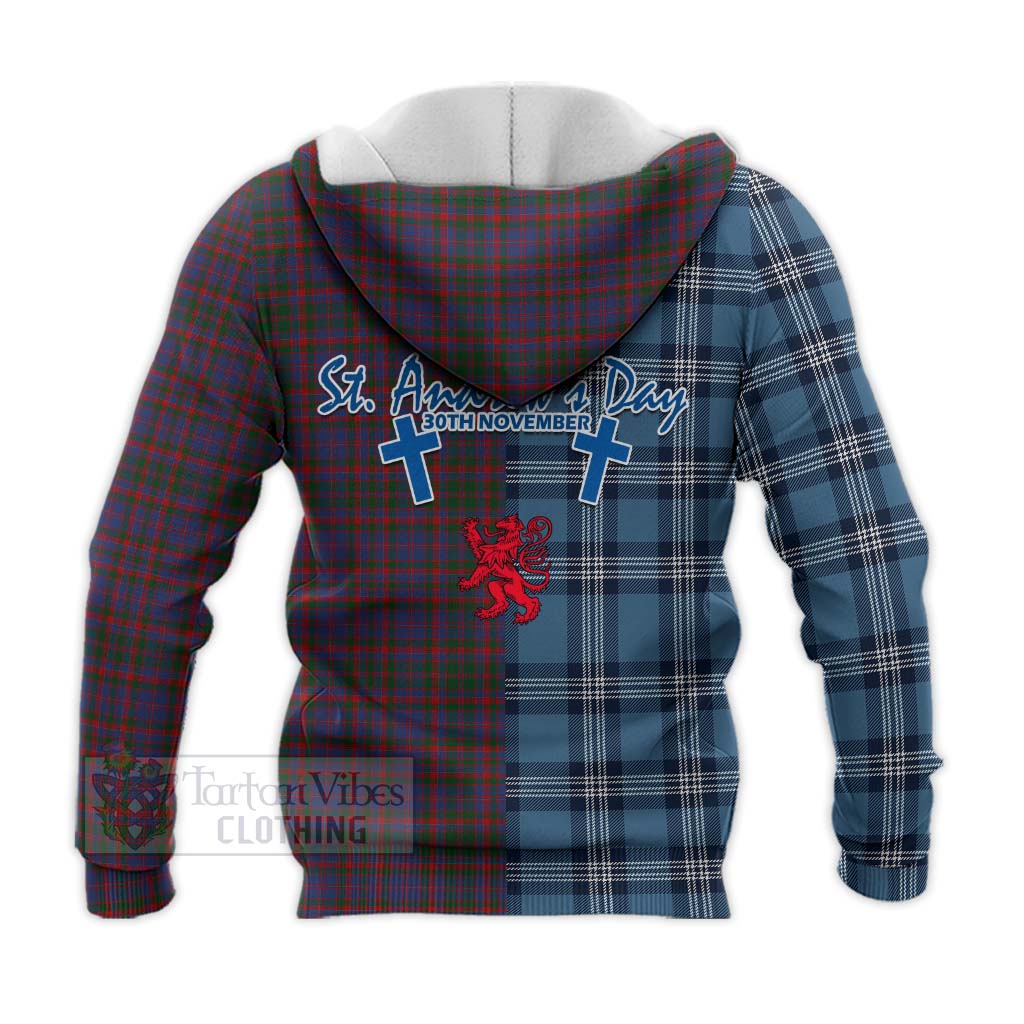 Tartan Vibes Clothing Cumming Tartan Knitted Hoodie Happy St. Andrew's Day Half Tartan Style