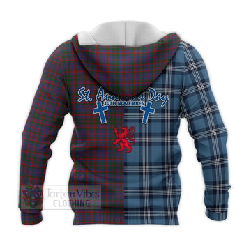 Cumming Tartan Knitted Hoodie Happy St. Andrew's Day Half Tartan Style