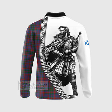 Cumming Tartan Clan Crest Long Sleeve Polo Shirt with Highlander Warrior Celtic Style