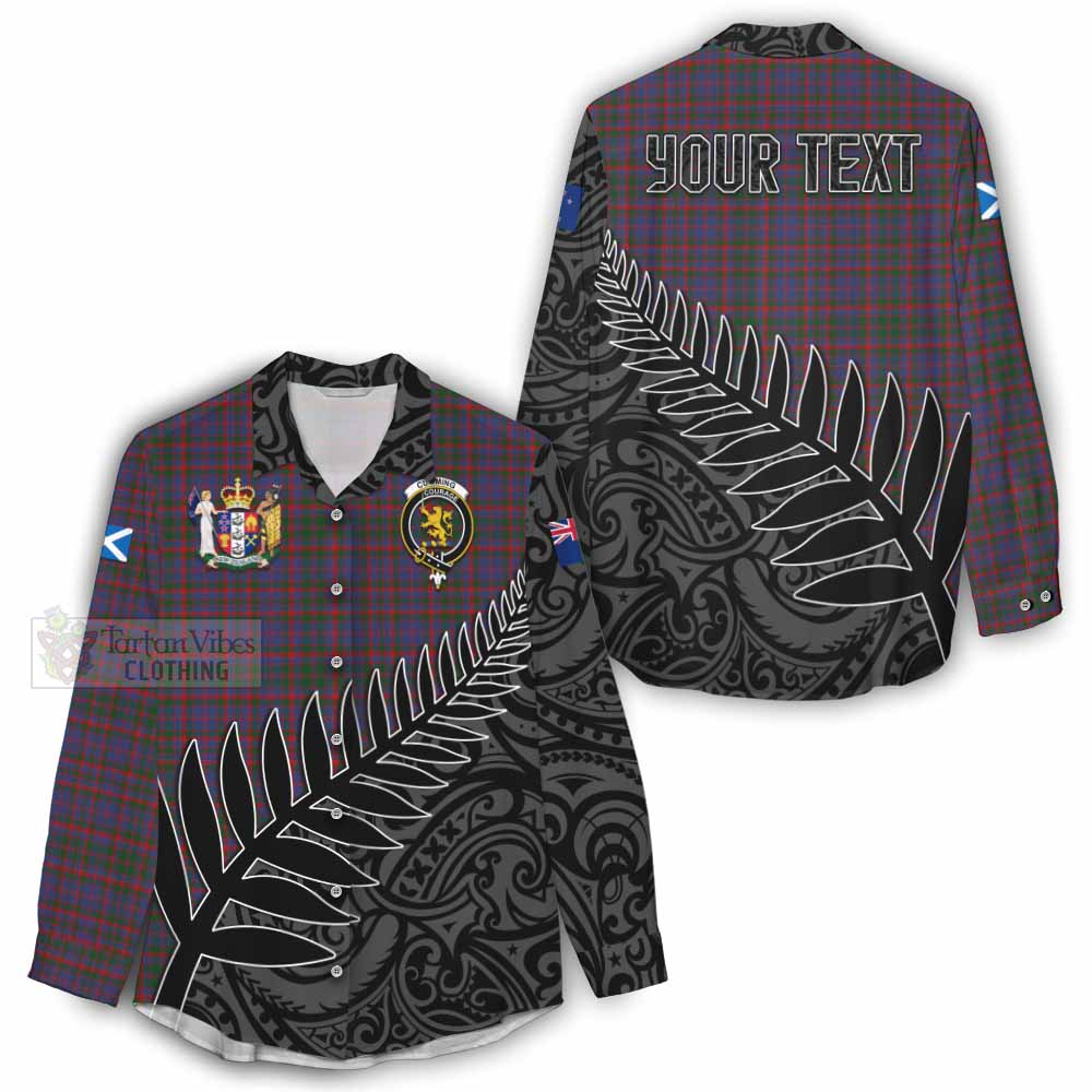 Tartan Vibes Clothing Cumming Crest Tartan Women's Casual Shirt with New Zealand Silver Fern Half Style