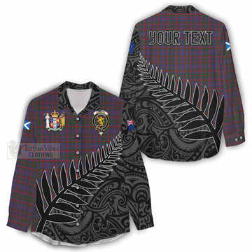 Cumming Crest Tartan Women's Casual Shirt with New Zealand Silver Fern Half Style