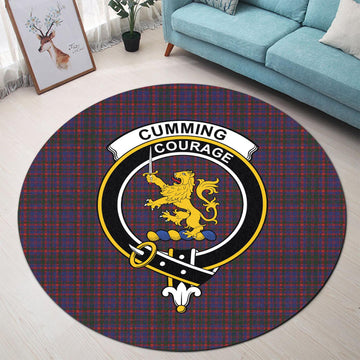 Cumming Tartan Round Rug with Family Crest