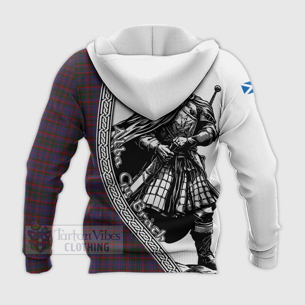 Tartan Vibes Clothing Cumming Tartan Clan Crest Knitted Hoodie with Highlander Warrior Celtic Style