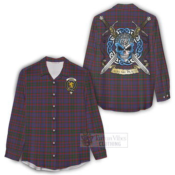 Cumming Tartan Women's Casual Shirt with Family Crest Celtic Skull Style