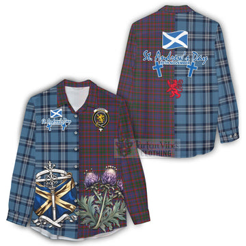 Cumming Tartan Women's Casual Shirt Happy St. Andrew's Day Half Tartan Style