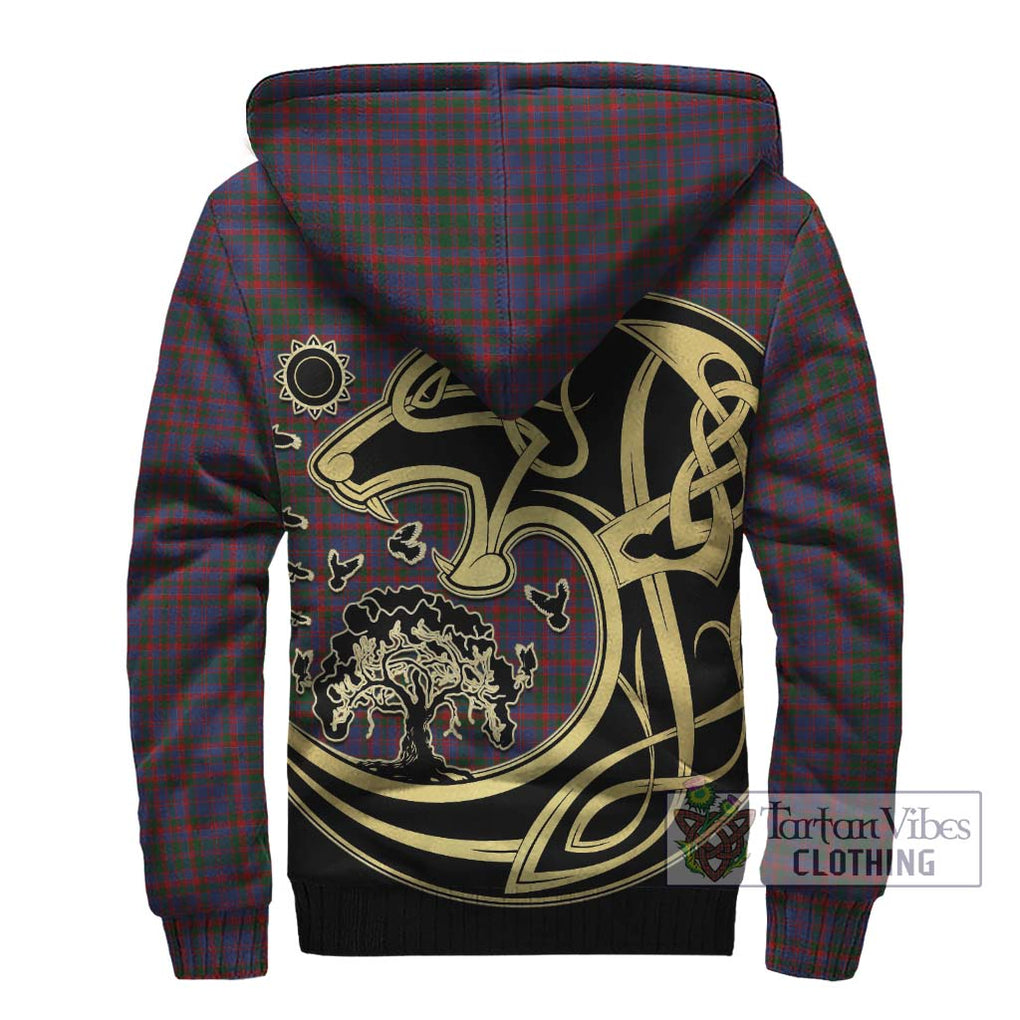 Cumming Tartan Sherpa Hoodie with Family Crest Celtic Wolf Style - Tartan Vibes Clothing