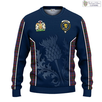 Cumming Tartan Knitted Sweatshirt with Family Crest and Scottish Thistle Vibes Sport Style