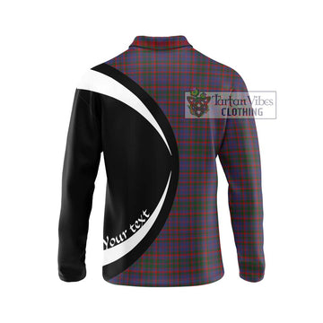 Cumming Tartan Long Sleeve Polo Shirt with Family Crest Circle Style