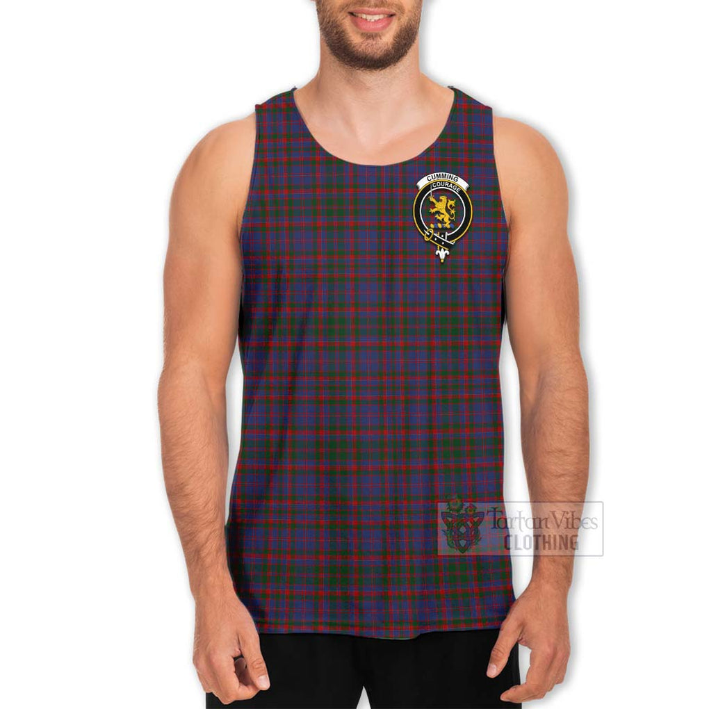 Tartan Vibes Clothing Cumming Tartan Men's Tank Top with Family Crest and Bearded Skull Holding Bottles of Whiskey