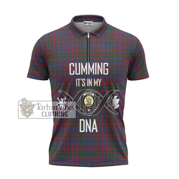 Cumming Tartan Zipper Polo Shirt with Family Crest DNA In Me Style