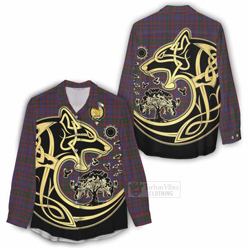 Cumming Tartan Women's Casual Shirt with Family Crest Celtic Wolf Style