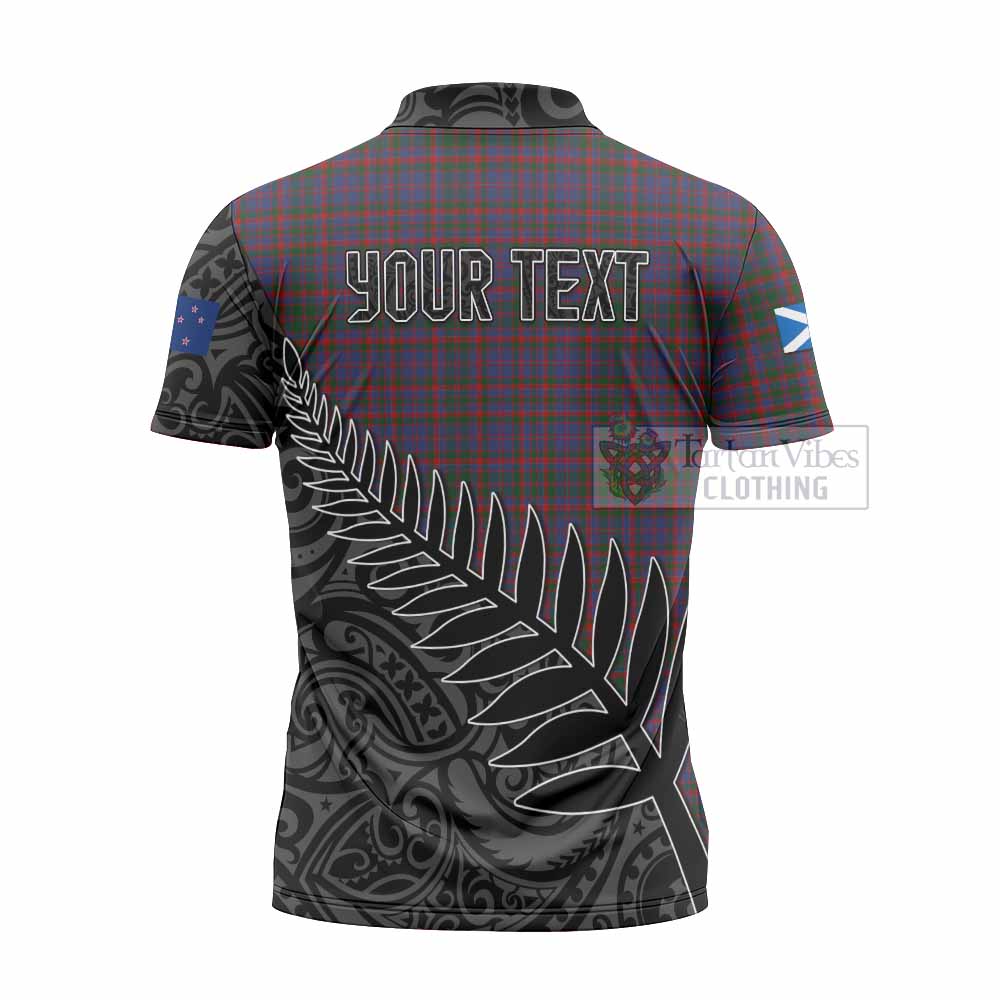 Tartan Vibes Clothing Cumming Crest Tartan Zipper Polo Shirt with New Zealand Silver Fern Half Style