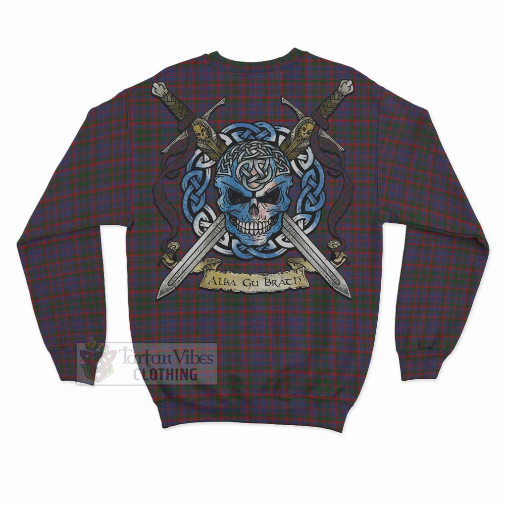 Tartan Vibes Clothing Cumming Tartan Sweatshirt with Family Crest Celtic Skull Style