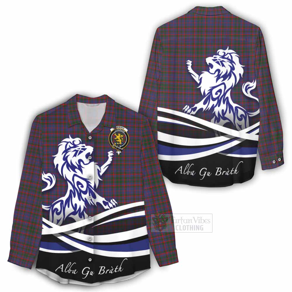 Tartan Vibes Clothing Cumming Tartan Women's Casual Shirt with Alba Gu Brath Regal Lion Emblem