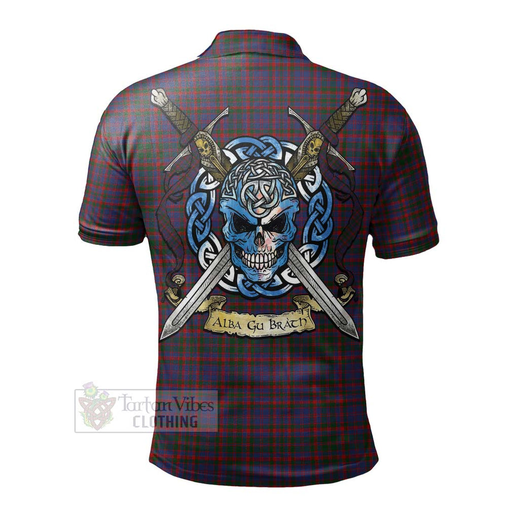 Tartan Vibes Clothing Cumming Tartan Polo Shirt with Family Crest Celtic Skull Style