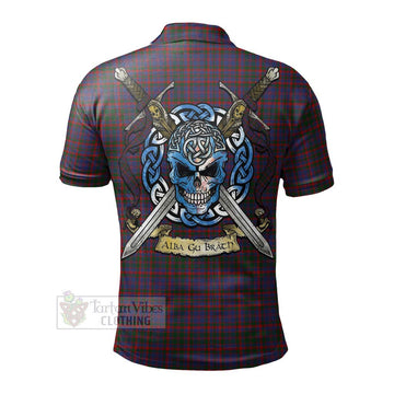 Cumming Tartan Polo Shirt with Family Crest Celtic Skull Style