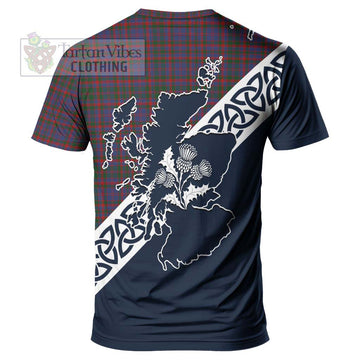 Cumming Tartan T-Shirt Featuring Thistle and Scotland Map