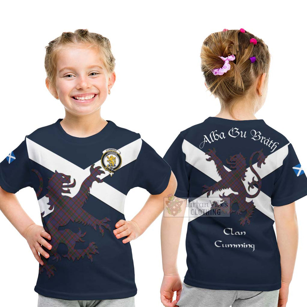 Tartan Vibes Clothing Cumming Tartan Lion Rampant Kid T-Shirt – Proudly Display Your Heritage with Alba Gu Brath and Clan Name