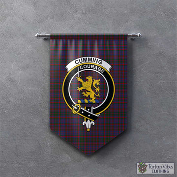 Cumming Tartan Gonfalon, Tartan Banner with Family Crest