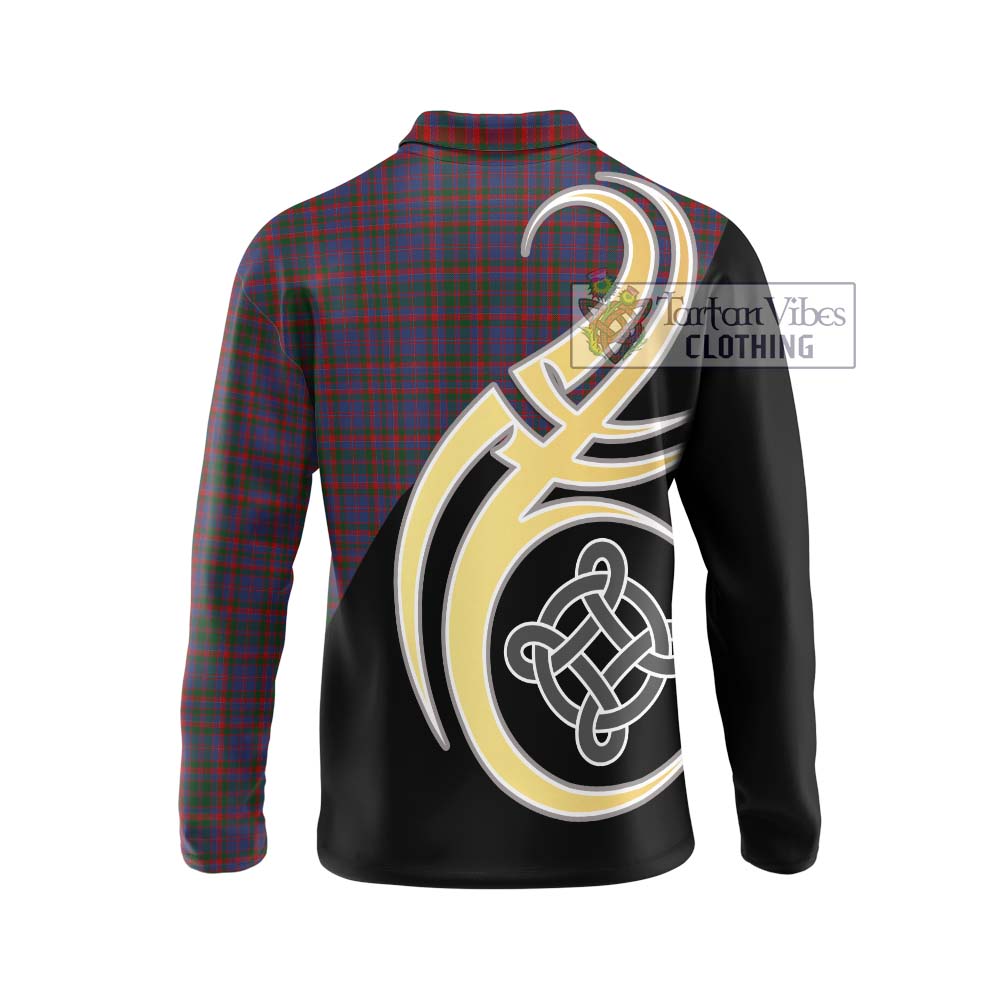 Cumming Tartan Long Sleeve Polo Shirt with Family Crest and Celtic Symbol Style - Tartan Vibes Clothing