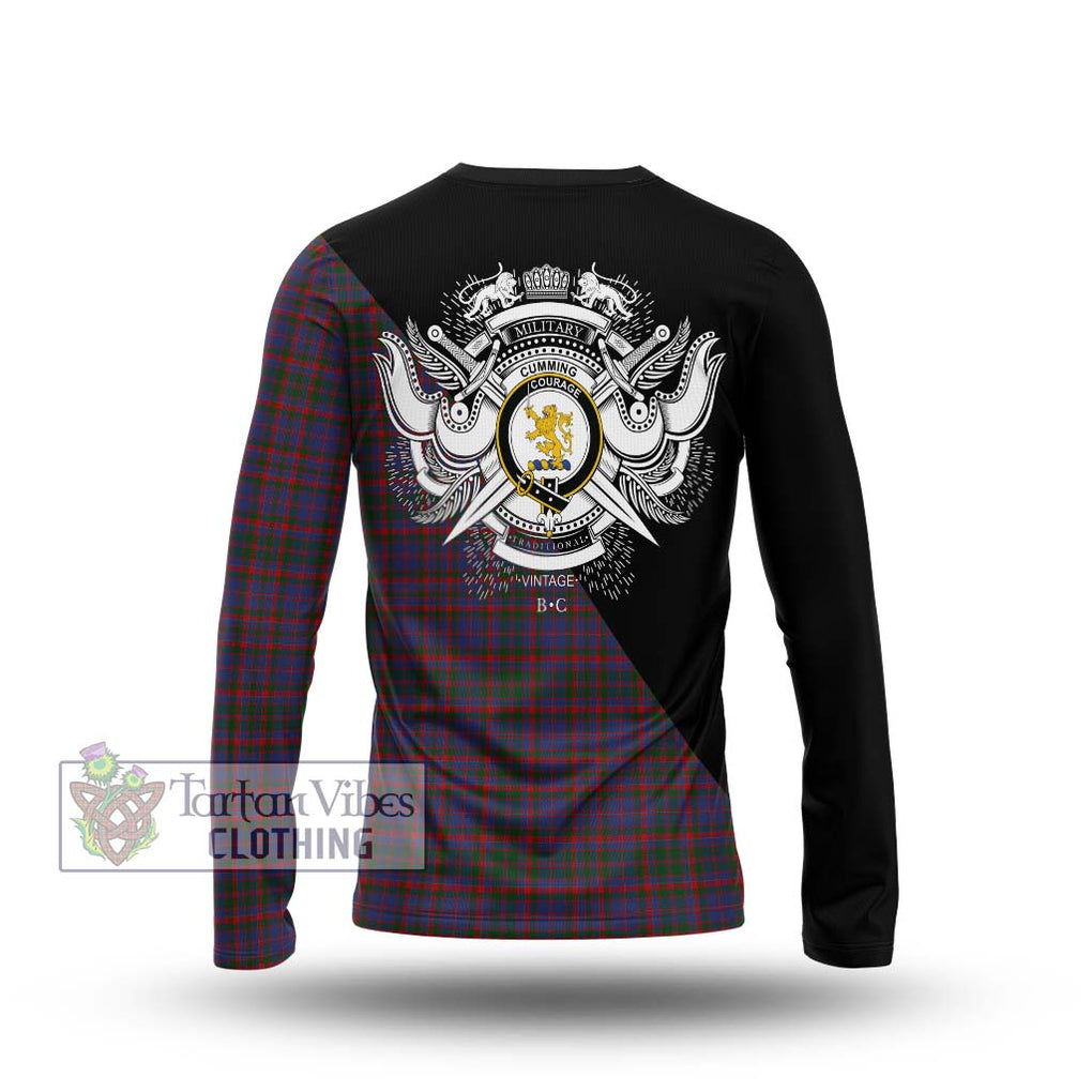 Cumming Tartan Long Sleeve T-Shirt with Family Crest and Military Logo Style - Tartanvibesclothing Shop