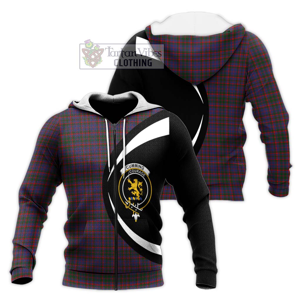 Cumming Tartan Knitted Hoodie with Family Crest Circle Style Unisex Knitted Zip Hoodie - Tartan Vibes Clothing