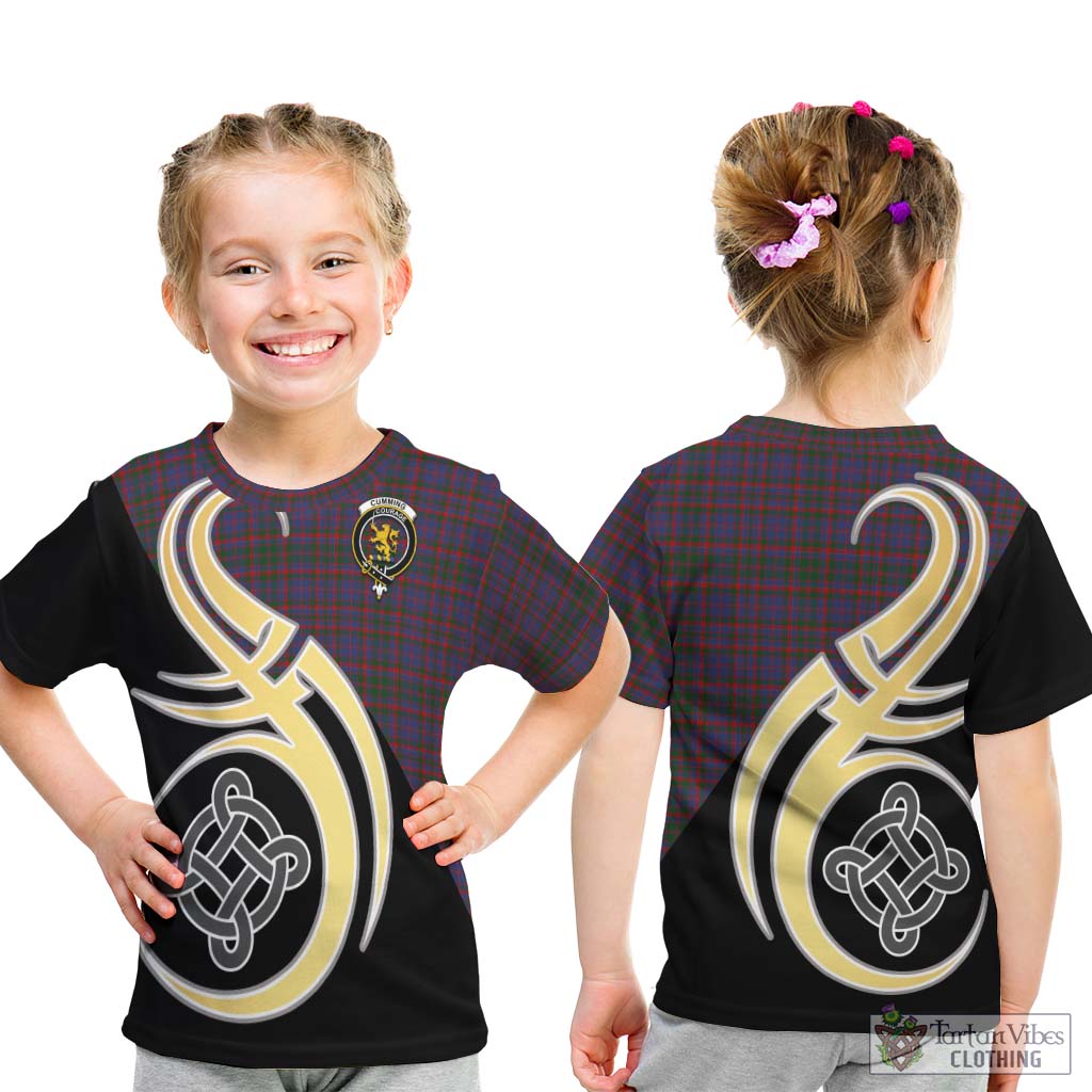 Cumming Tartan Kid T-Shirt with Family Crest and Celtic Symbol Style - Tartan Vibes Clothing