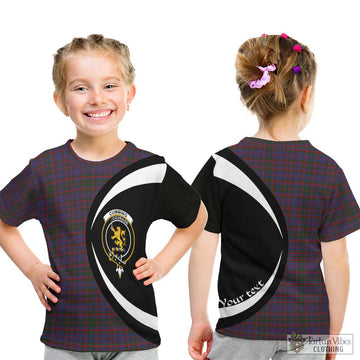 Cumming Tartan Kid T-Shirt with Family Crest Circle Style